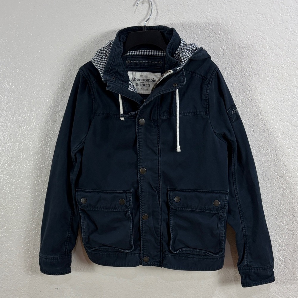 Abercrombie & Fitch Navy Hooded Men's Jacket,Size L. - Picture 6 of 17